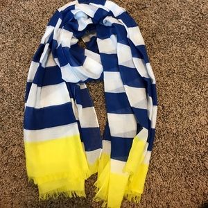 Blue and white striped scarf