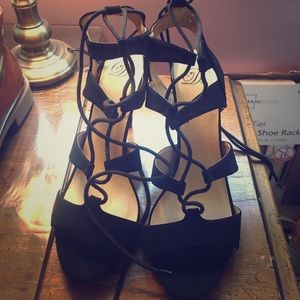 Black Lace Up Heels , CHEAP PERFECT FOR THE CLUB!!