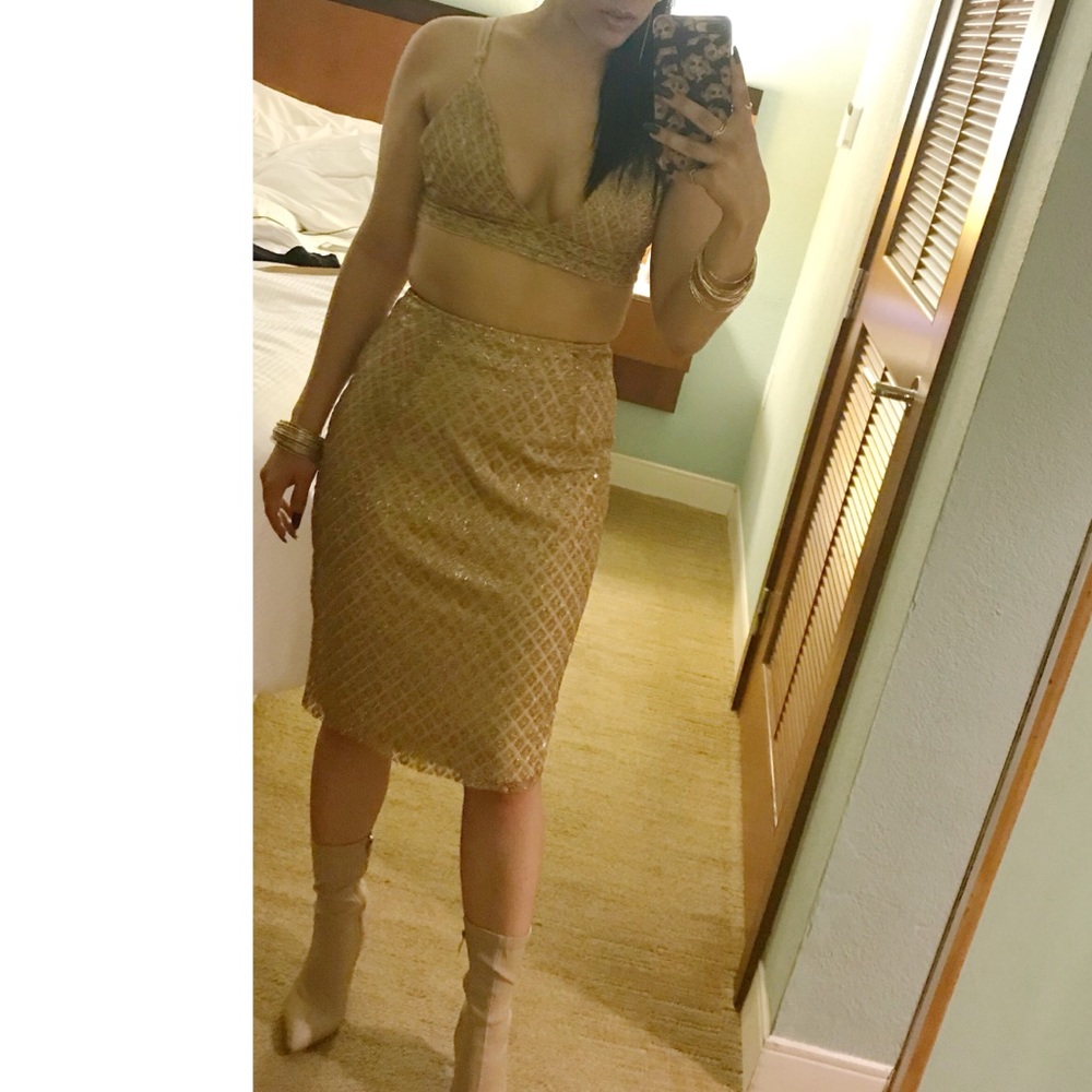 Gold glitter two piece