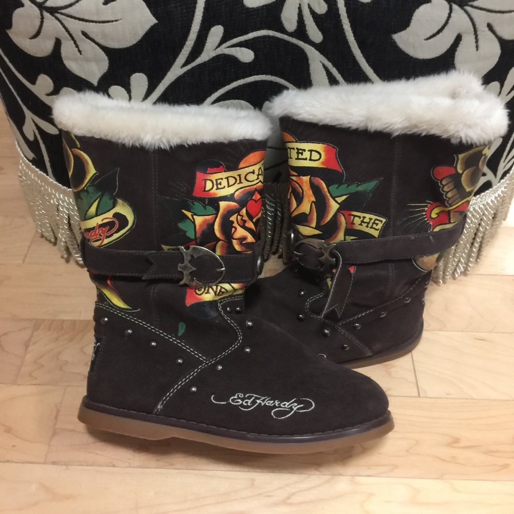 Chocolate brown calf length boots