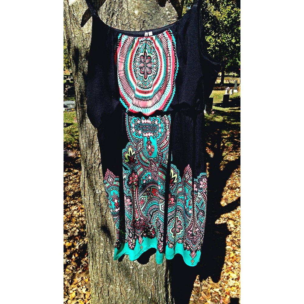 Boho Spaghetti Strap Mini Dress