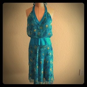 100% Silk Halter Cocktail Dress
