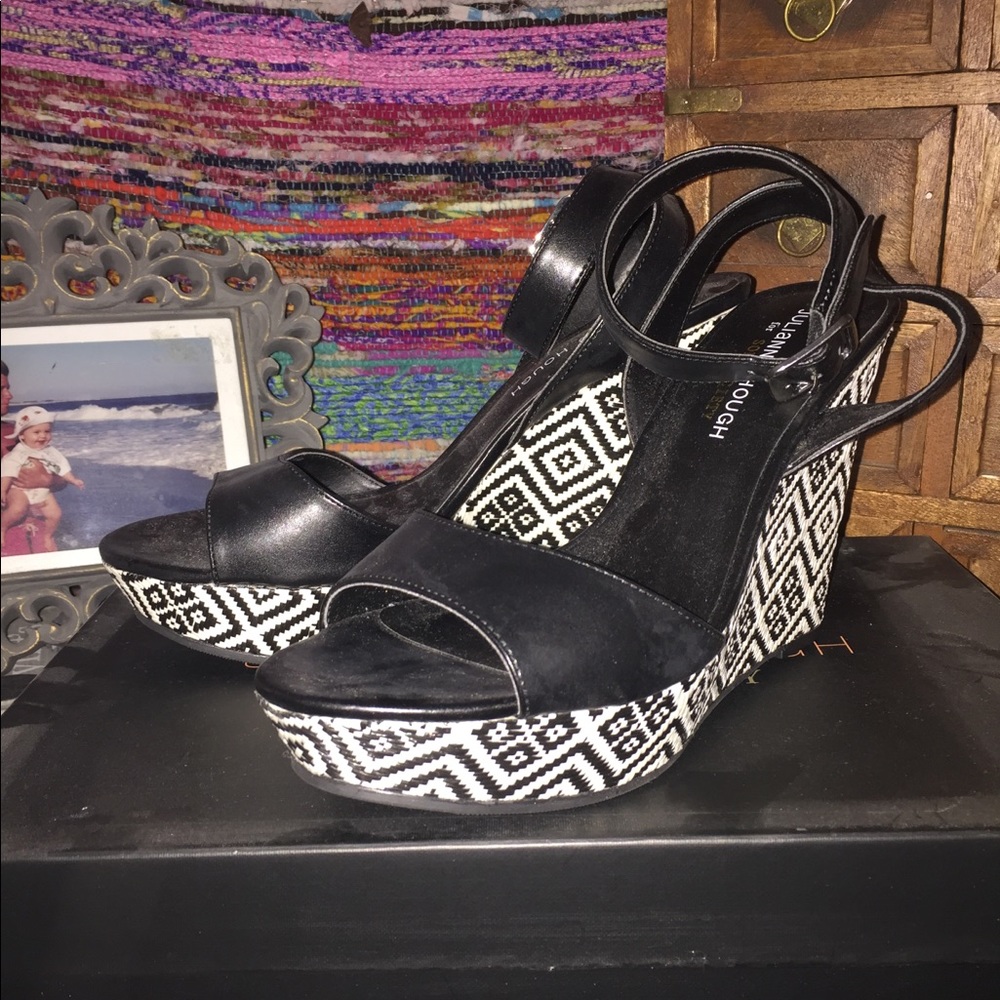 Ankle Strap Vegan Patterned Wedges