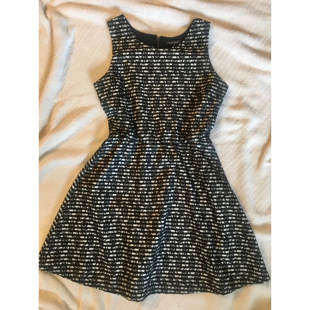 White and black lace striped dress