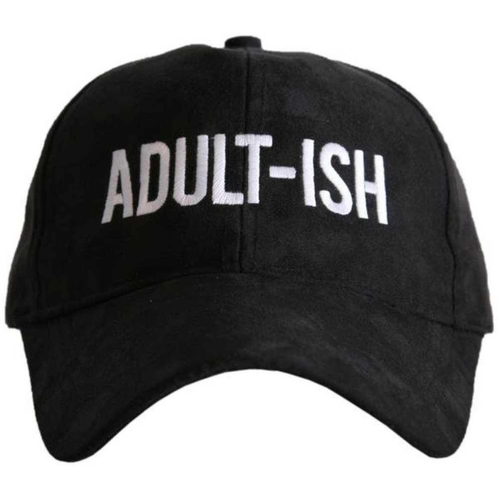 Black Ultra Suede Baseball Cap "Adult-ish"