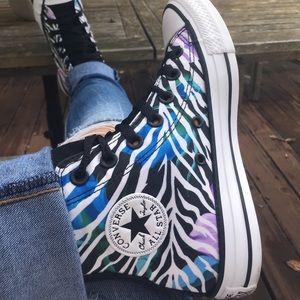 Floral Zebra Print Converse High Tops