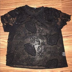 Black mesh top