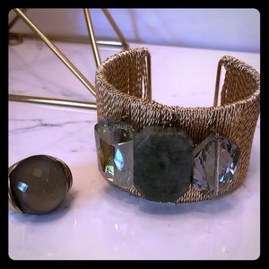 5/20 Gold Cuff Bracelet and Ring Set