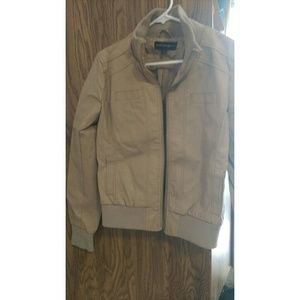 NEW - Khaki Faux-Leather Bomber Jacket