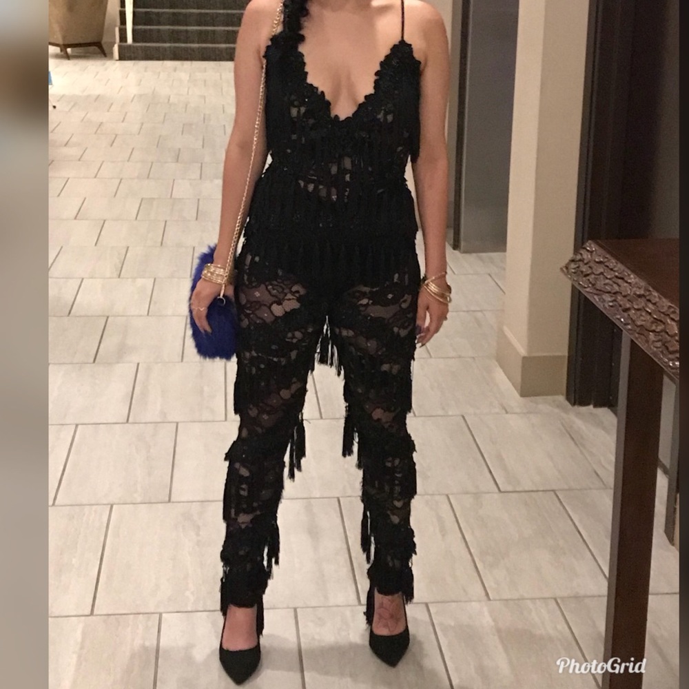 Black fringe jumpsuit