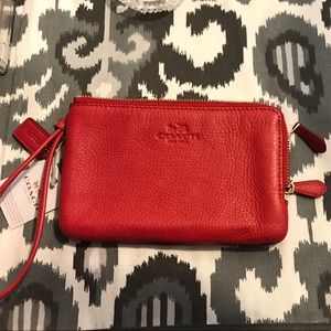 Coach double pocket wristlet