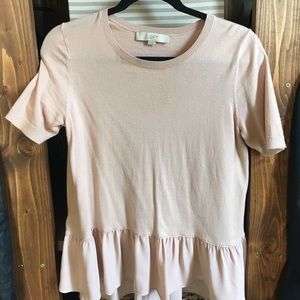 Loft blush pink short sleeve sweater peplum