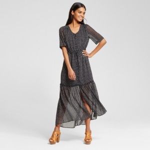 Tiered maxi polka dot dress