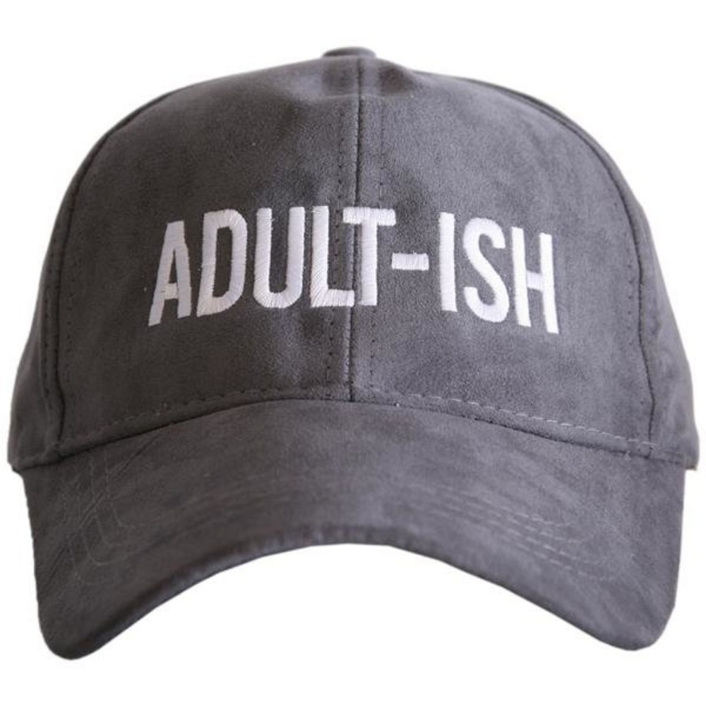 Grey Ultra Suede Baseball Cap "Adult-ish"