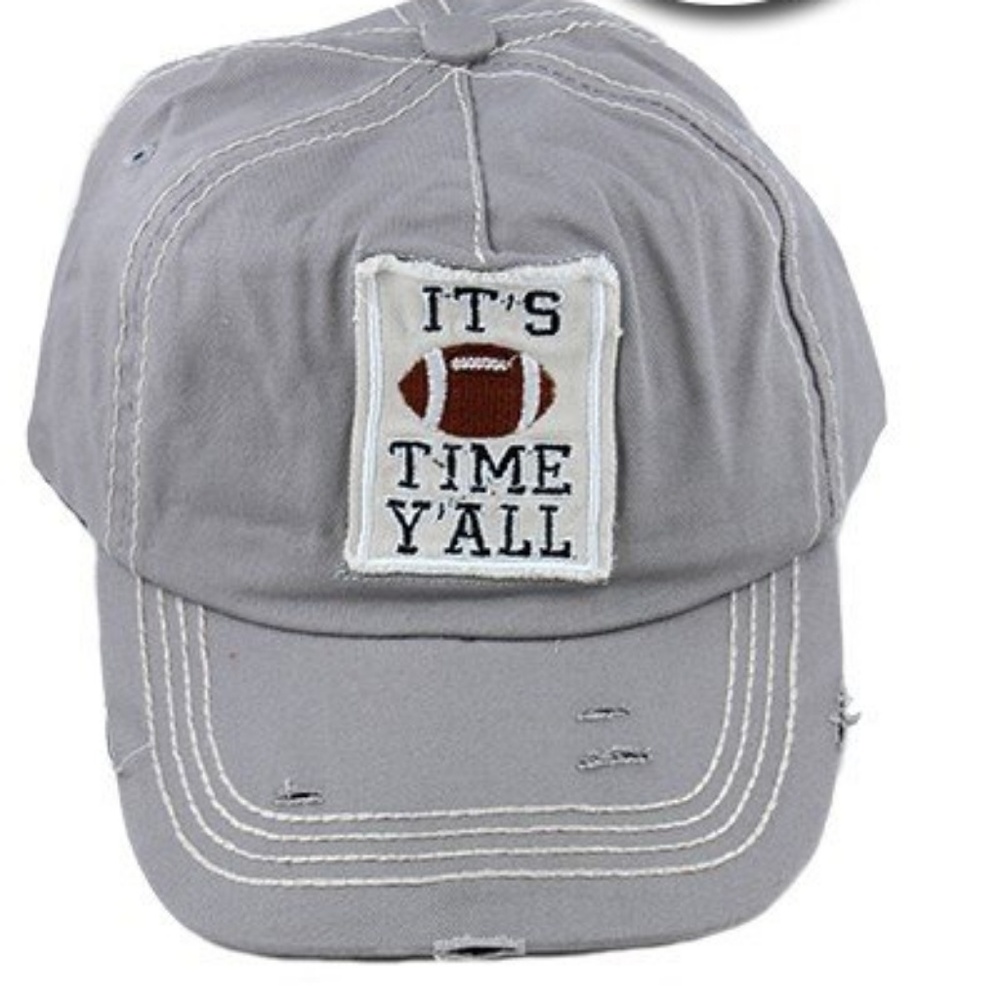 GREY ITS FOOTBALL TIME YALL BASEBALL CAPS ONE SIZE