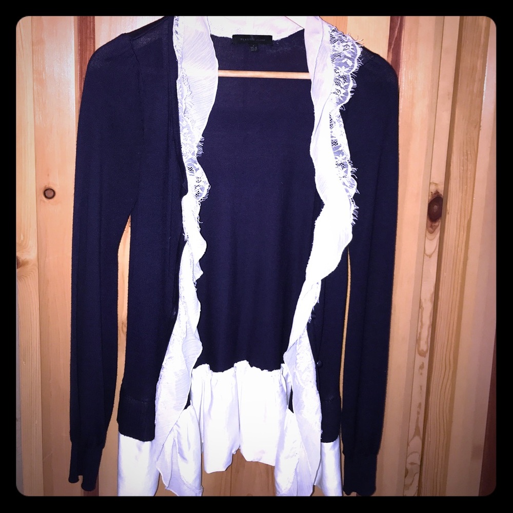 Plastic Island navy cardigan