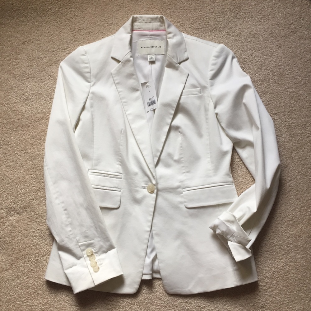 NWT White Banana Republic Blazer Size 4 Stretch