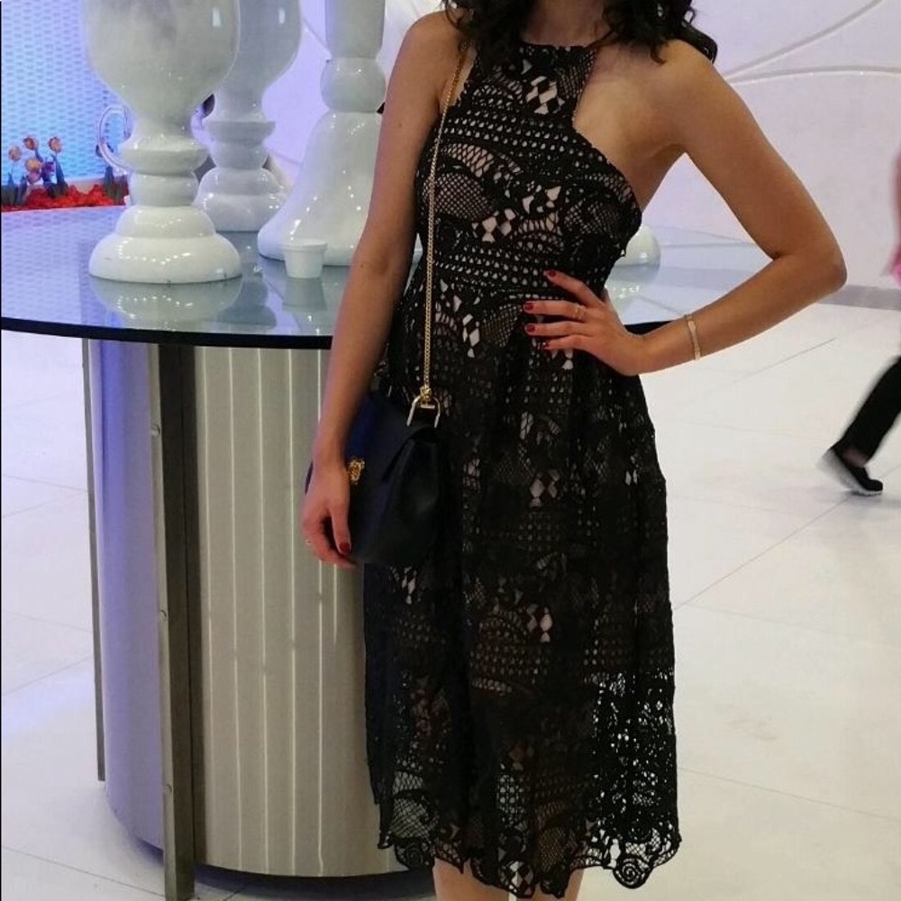 Black Lace Dress with Cream Colored Lining