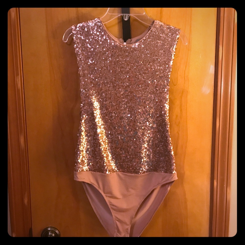 Rose Gold sleeveless bodysuit , Small