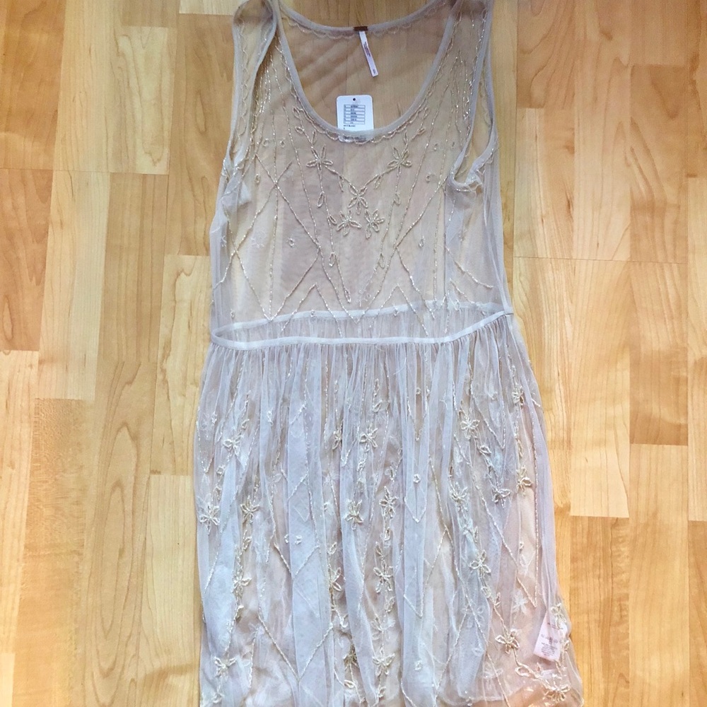 NWT Free People beaded sheer dress