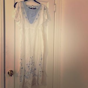 Free people light white and blue wrap dress