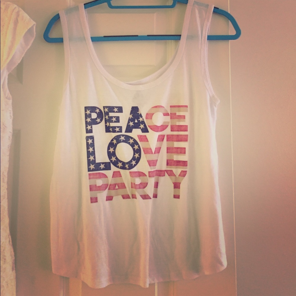 American flag Peace-Love-Party tank top