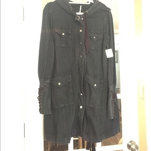 Free People Black Hooded Jacket