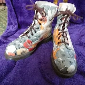 Doc Marten Leather Floral Pascal Boots