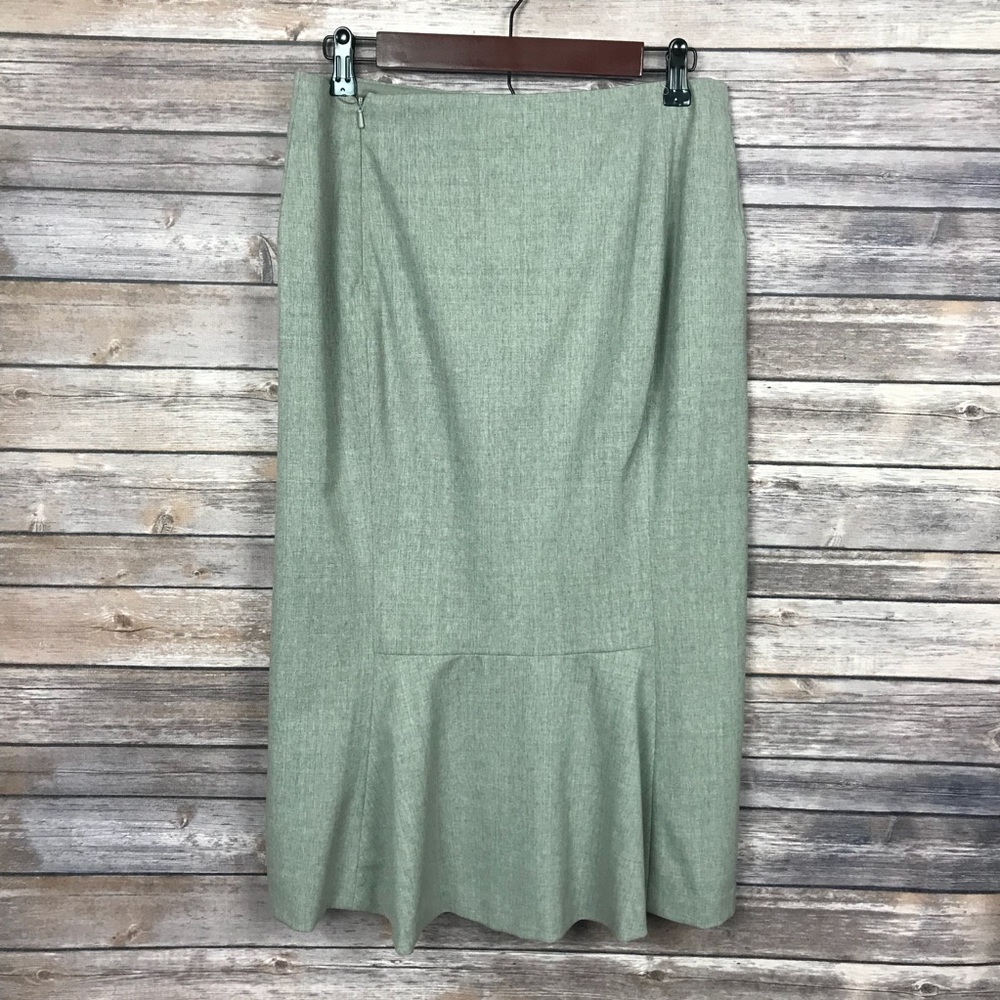 ⬇️ Ralph Lauren Size 6 Tan Pencil Skirt W/ Ruffle - Picture 2 of 7