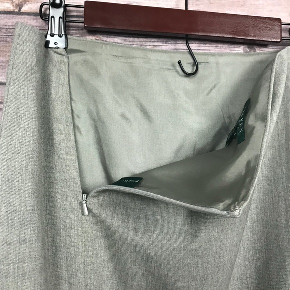 ⬇️ Ralph Lauren Size 6 Tan Pencil Skirt W/ Ruffle - Picture 4 of 7