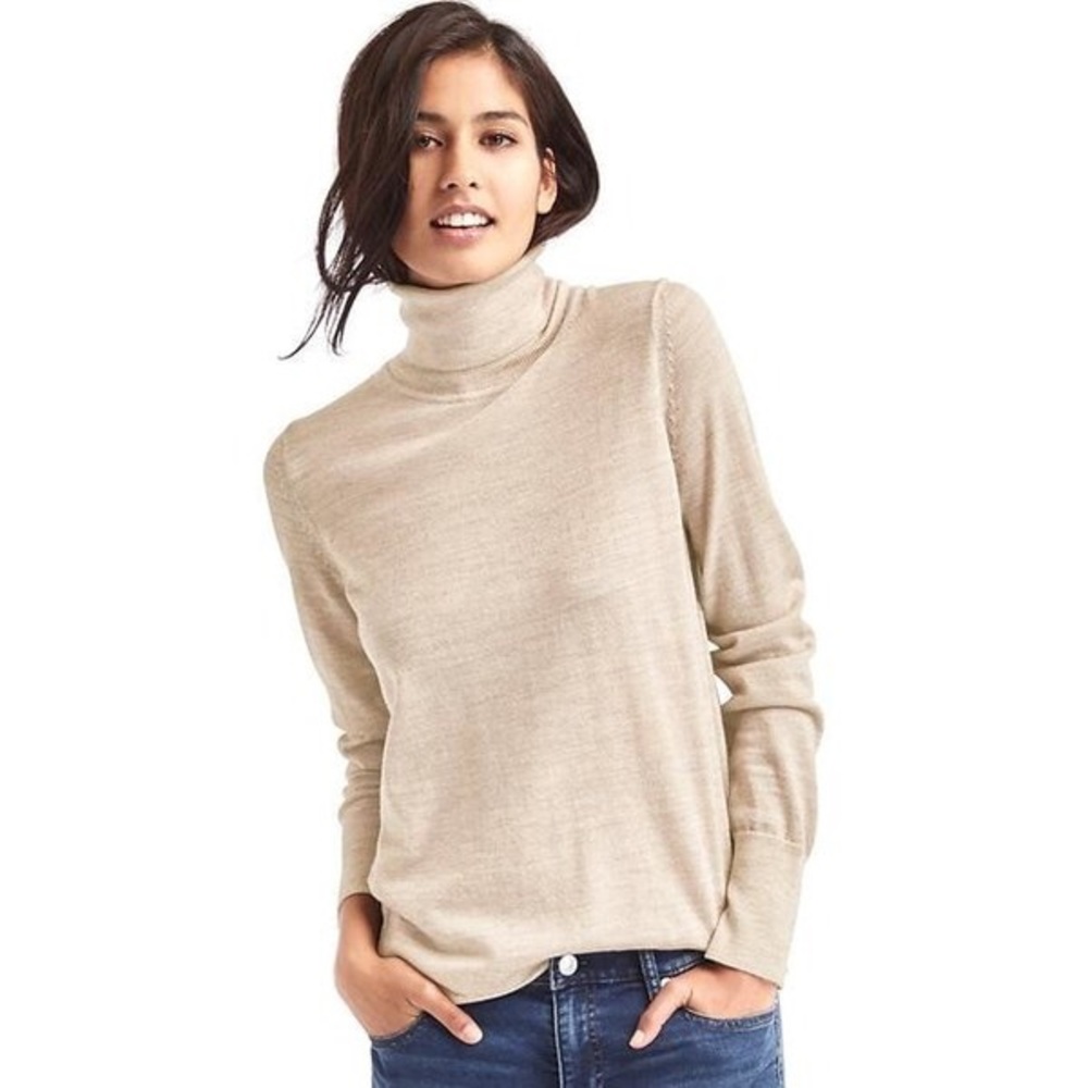 Tan Merino Turtleneck Sweater from Gap - Med Tall