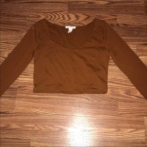 Long sleeve brown crop top