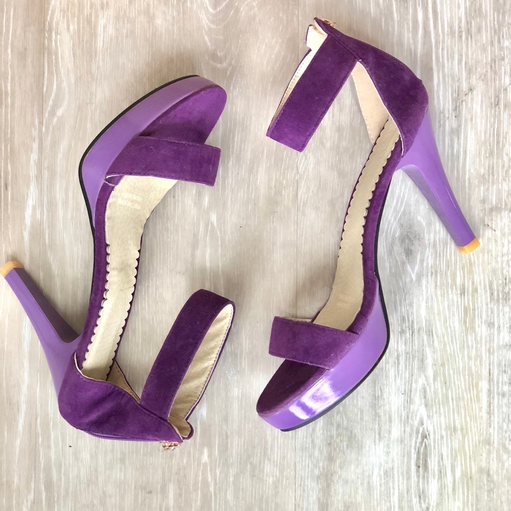 Purple Faux Suede Heels