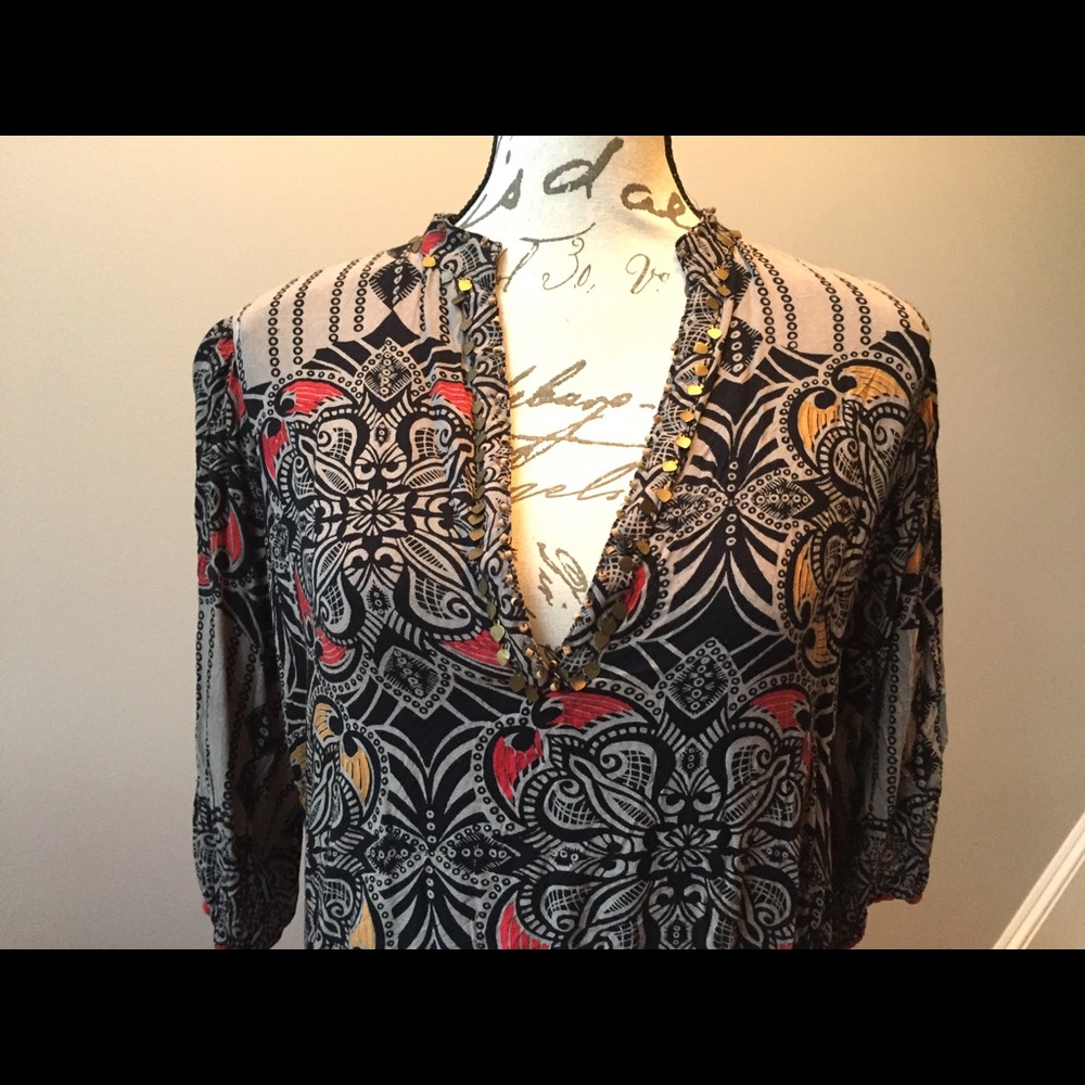 ⬇️$45 Angie Long Tunic Shift Dress Boho Gypsy Sm - Picture 2 of 8