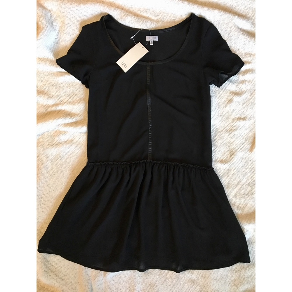 Black peplum babydoll dress
