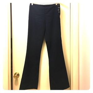Wide-legged Navy Pants, high-waisted