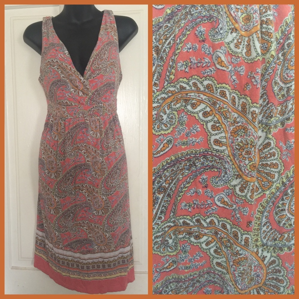 Coral V Neck Sleeveless Dress