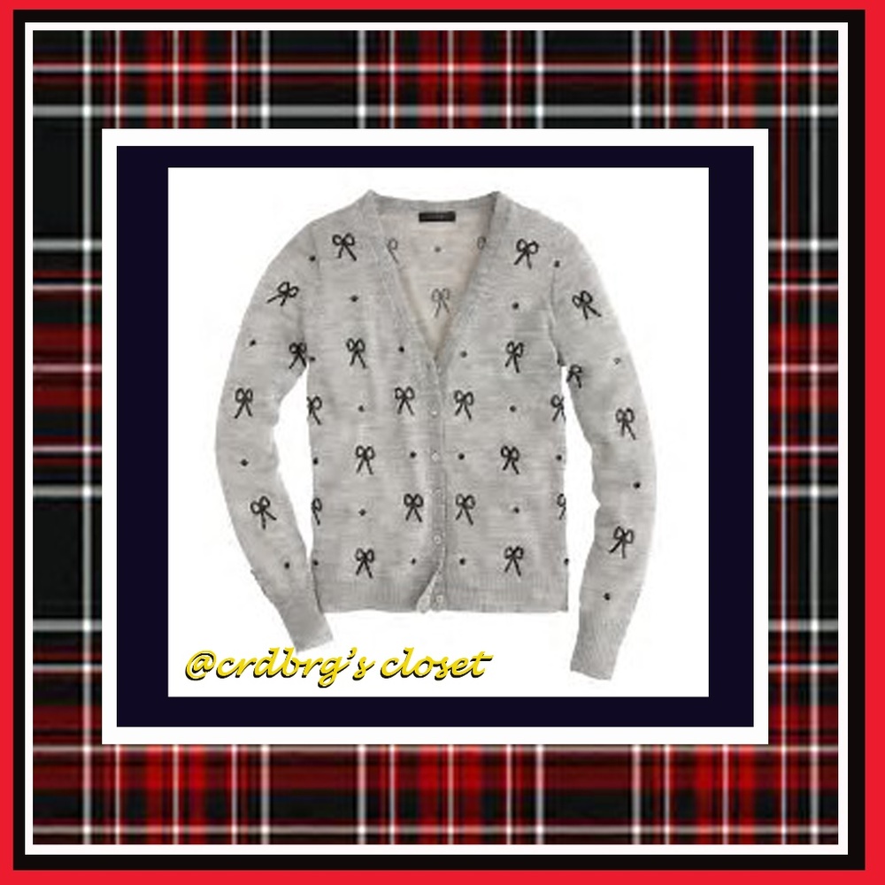 NWOT, JCrew Sequin Bow Cardigan