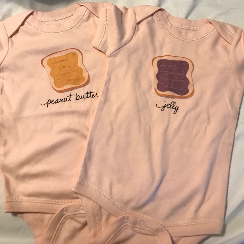 Twin onesies Peanut Butter & Jelly