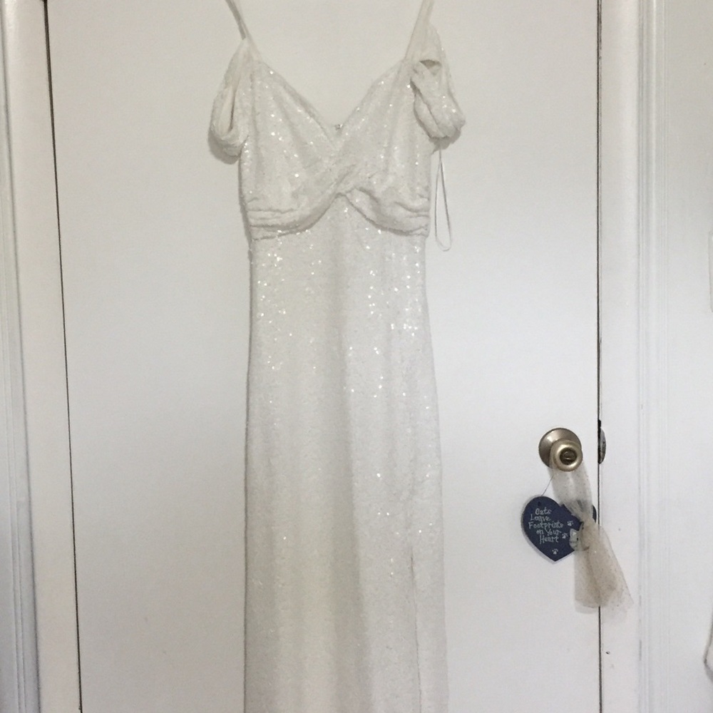 White sequin gown