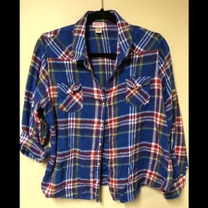 Mossimo multi plaid pearl snap flannel shirt XL
