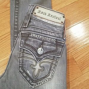 Rock Revival Grey washed out straight leg jeans