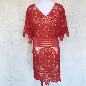 RED CROCHET DRESS