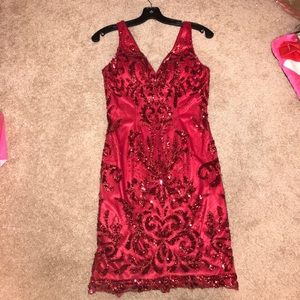 Red Sequined Dress