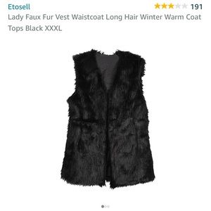 Black faux fur long line vest