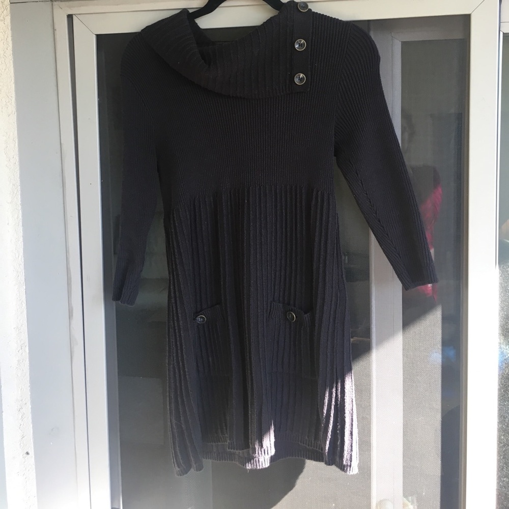 Black cowl neck sweater dress