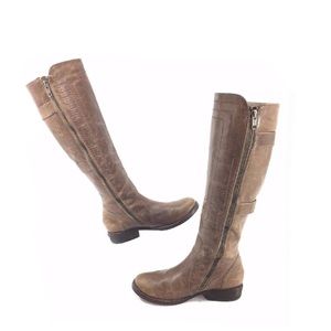 Juicy Couture leather three buckled moto boots