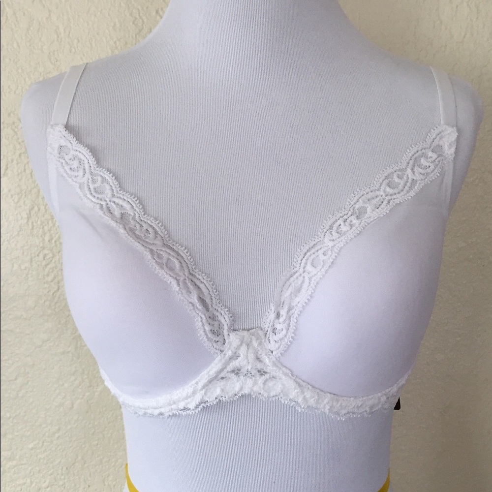 Natori Feathers Lace Contour Plunge Bra WHITE 32DD
