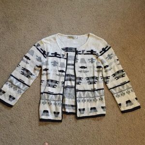 Nordstrom knitted cardigan w leather detail