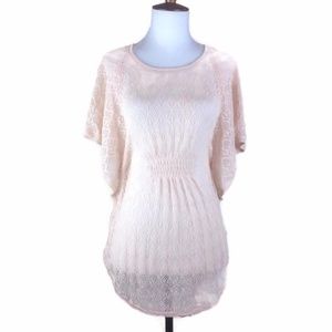 MOTH Peach Dolman Sleeve Knit Sheer Blouse